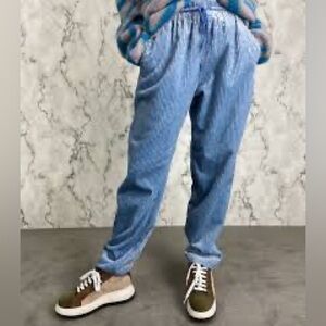 NWT Forte forte velvet ribbed corduroy Blue drawstring Trousers pants medium